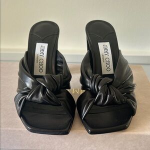 Jimmy Choo Black Knotted Mules Avenue 85